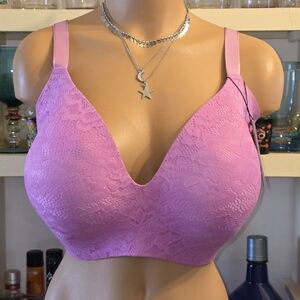 Knix Bra 8++ 40-42/G-H Pink Lace Wing Woman Lined Molded Wirefree NWT